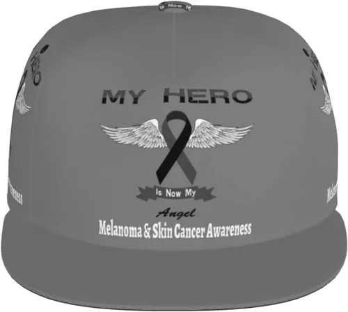 Vista 4 de My Hero is Now My Angel Melanoma & Skin Cancer Awareness Baseball Cap Four-Sided Printing Flat Bill Brim Cool Hip Hop Trucker Hat Men Women