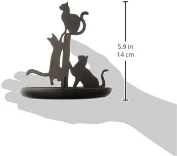 Vista 3 de Kikkerland Black Cats - Organizador de viaje portátil de acero metálico compacto de mano, soporte de almacenamiento para accesorios, para pulseras