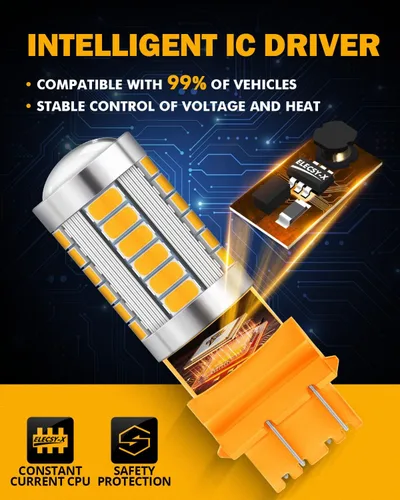 Vista 7 de Auxbeam 3157 - Bombillas LED amarillas ámbar, súper brillantes 3156 3057 4157 3457 4057 4114, bombillas de reemplazo para intermitentes delanteros