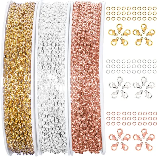 Vista 8 de Jishi Cadena de serpiente de oro de 33 pies de 0.047 in, cadenas para hacer joyas, collares, pulseras, suministros de joyería, hallazgos – Rollo