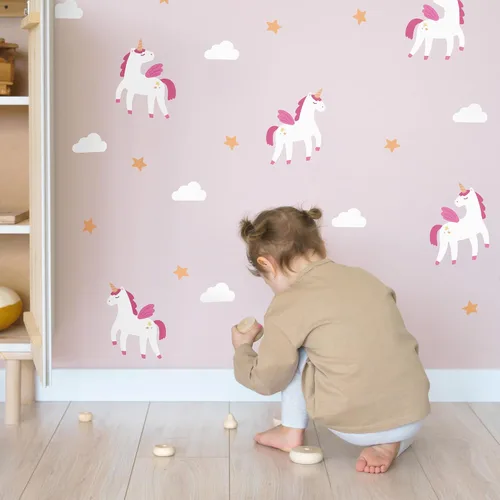 Vista 2 de Teddylabels - Alicorn - Pegatinas de pared fáciles de aplicar y extraíbles: Transforma el dormitorio de tu niño pequeño con decoración de pared
