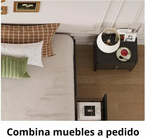 Vista 5 de LIKIMIO Base de cama King con 4 cajones de almacenamiento, color gris Gris carbón