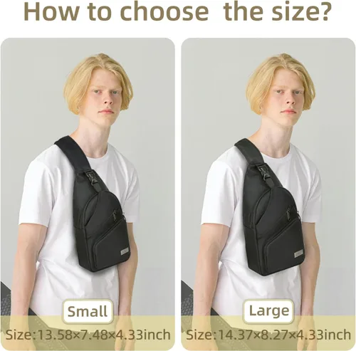 Vista 7 de AMJ Bolso cruzado tipo bandolera para hombres y mujeres, mochila de hombro casual, mochila de pecho tipo morral para senderismo y viajes