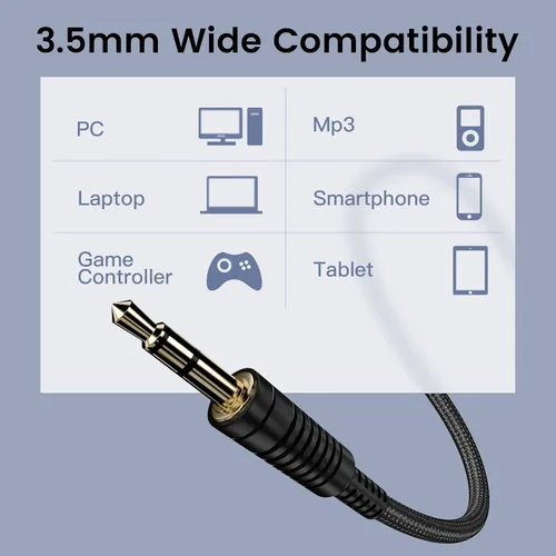 Vista 6 de EKSA Auriculares con micrófono para PC, auriculares de computadora con cable de 0.138 in con controles de volumen y silencio de micrófono