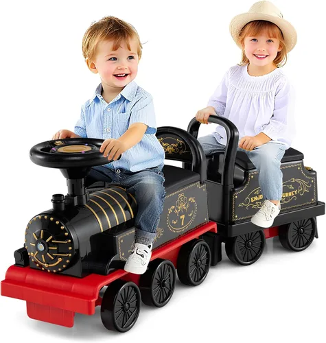 Vista 12 de Costzon Juguetes para montar, tren eléctrico de 6 V con pistas, asiento de almacenamiento, luces intermitentes y música, respaldo, dispositivo