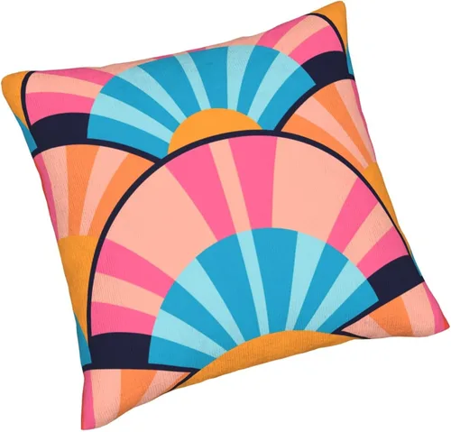 Vista 3 de Pack of 2 Short Plush Throw Pillow Covers 18 X 18 Inch, Retro 70S Orange Yellow Pillow Cover Durable Pillowcases, Square Throw Pillow Covers Couch