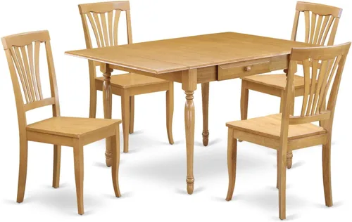 Vista 11 de East West Furniture MZAV3-BCH-W - Juego de comedor de 3 piezas para espacios pequeños que contiene una mesa de comedor rectangular con gotas y 2