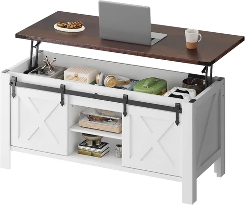 Vista 10 de WLIVE - Mesa auxiliar elevable de 40 pulgadas con almacenamiento, mesa Negro