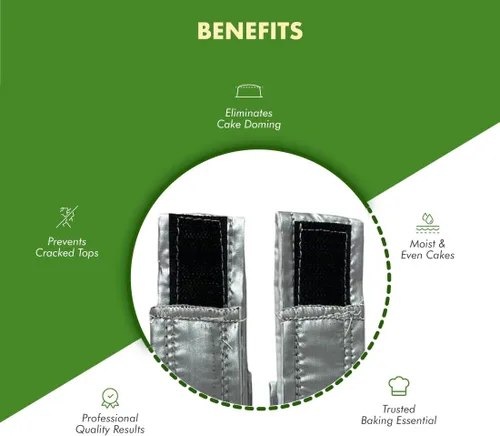 Vista 2 de Regency Wraps EvenBake CakeStrips, banda de algodón aluminizado con cierre seguro similar a velcro para crear capas húmedas y uniformes, paquete