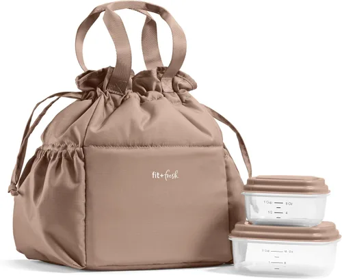 Vista 29 de Fit & Fresh Cromwell Bolsa de Almuerzo con Cordón para Mujeres, Juego Completo de Almuerzo con 2 Contenedores, Resistente a las Manchas, Resistente