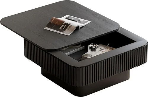 Vista 17 de LKTART Mesa de Centro con Tapa Elevable para Sala de Estar, Mesa de Centro Acanalada de Acento con Almacenamiento, Mesa de Té Central Rectangular