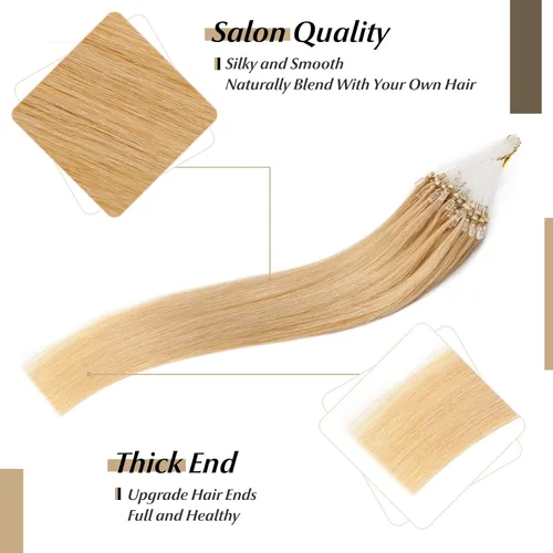 Vista 158 de SEGO Extensiones de cabello humano con micro cuentas, extensiones de cabello humano con micro bucle, lacio, natural, fusión fría, 1.76 oz/paquete