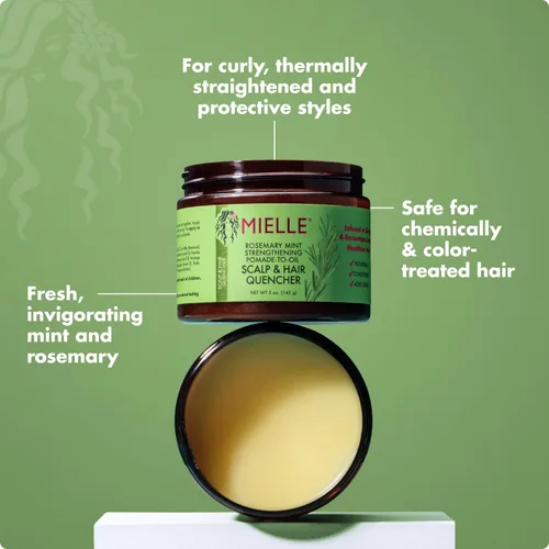 Vista 4 de Mielle Organics - Pomada para cabello de romero y menta para mujeres y hombres - Hidratante natural acondicionador para nutrir el cuero cabelludo