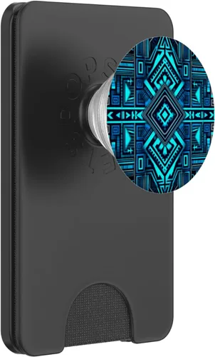 Vista 7 de Southwestern Aztec Design Serape Vintage Negro Con PopSockets Azul PopGrip intercambiable