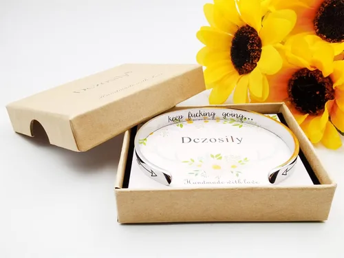 Vista 190 de Pulseras inspiradoras para mujer, joyería de acero inoxidable, con refranes, pulsera motivacional con mensaje oculto, pulseras grabadas para mejor