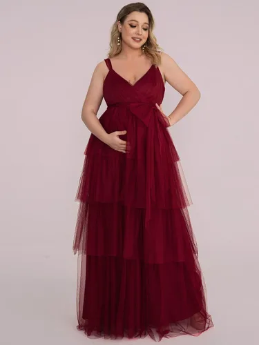Vista 3 de Ever-Pretty Plus Women Plus Size V Neck A Line Maternity Party Dresses for Baby Shower 20794