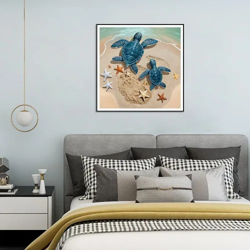 Vista 2 de hill froeistung Kits de pintura de diamantes de tortugas 5D para adultos, arte de diamantes de estrella de mar para principiantes, pintura