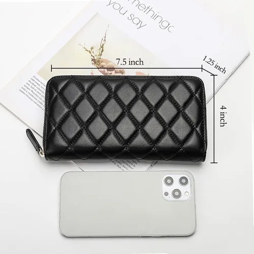 Vista 3 de DORISJACKY Cartera de cuero para mujer con bloqueo RFID gran capacidad cremallera alrededor de las bolsas de viaje Cartera RFID