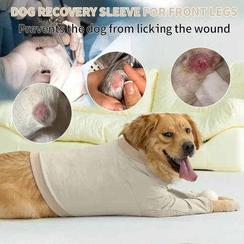 Vista 5 de Manga de recuperación para perros con protector de codo, traje de recuperación para patas delanteras del perro, traje de manga larga para mascotas