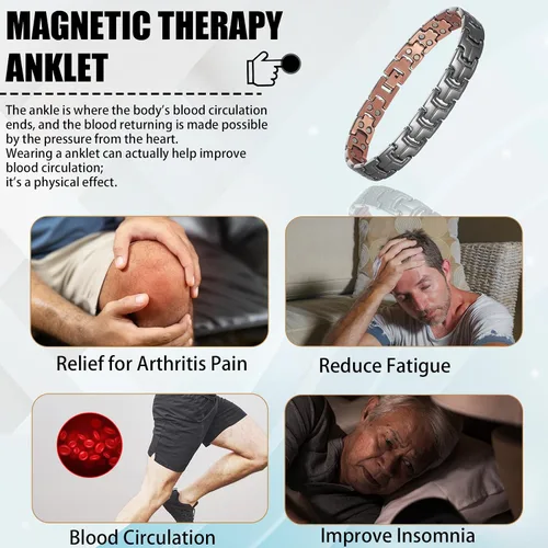 Vista 5 de MagVIVACE Tobillera de cobre para mujeres y hombres para artritis y articulaciones, tobillera de terapia magnética con 3500 imanes efectivos Gauss