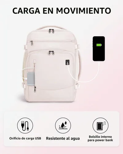 Vista 7 de ECOHUB Mochila de Viaje Mochila de Equipaje de Mano Beige