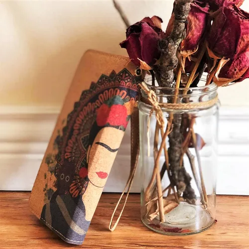 Vista 5 de Soul Living Creations Frida Kahlo Cork Vegan Wristlet Wallet Mexican Art Design