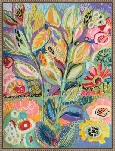 Vista 16 de Amanti Art Lienzo enmarcado para pared, 24 x 18 pulgadas, jardín de fantasía II, por Karen Fields, lienzo enmarcado para pared, arte abstracto