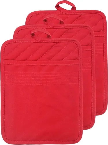 Vista 16 de Oven Pot Holder with Pocket Cotton Heat Resistant Coaster Potholder Kitchen Hot Pad Oven Mitts for Cooking and Baking Square 7"x9" (Aqua, Silicone)