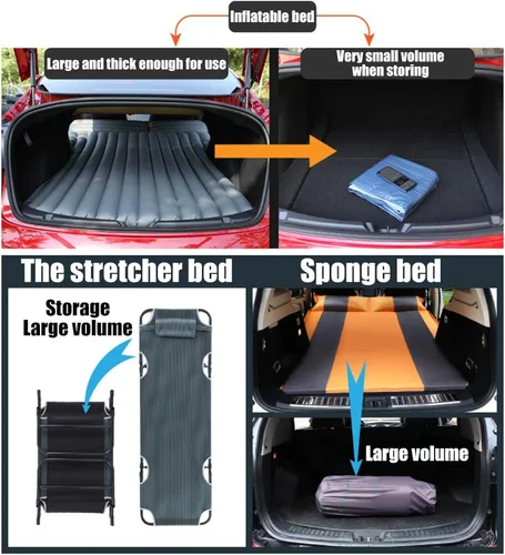 Vista 2 de Cama para colchón inflable de aire para automóvil, cama de campamento para viajes, camping, vacaciones, dormir, adecuado para SUV, caravanas A2
