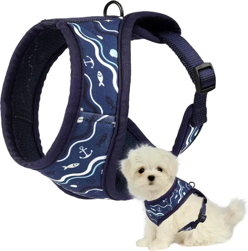 Vista 37 de Mile High Life Arnés para perro, chaleco floral de malla de aire para perros y gatos pequeños de 20 libras, fácil de poner, cierre fácil ajustable