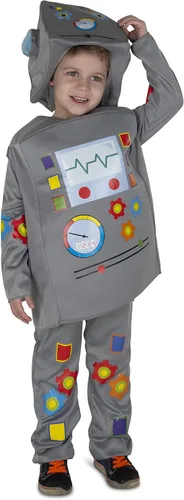 Vista 4 de Dress Up America Disfraz de robot para niños - Conjunto de overol de robot, túnica y tocado