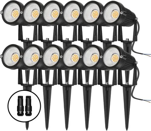 Vista 9 de REEGOLD Luces de paisaje de bajo voltaje para exteriores: 7W 700LM Iluminación LED de paisaje con conectores para árbol jardín patio camino Focos