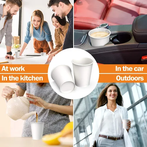 Vista 5 de 50 tazas de café desechables reutilizables – Vasos de papel de 9 onzas para beber, vasos desechables para bebidas calientes, tazas de té, tazas