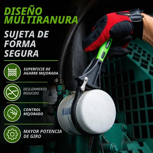 Vista 4 de OEMTOOLS Juego de llaves de correa de goma, 2 piezas ajustables para filtro de aceite para tuberías, grifos, abridor de tarros, herramienta