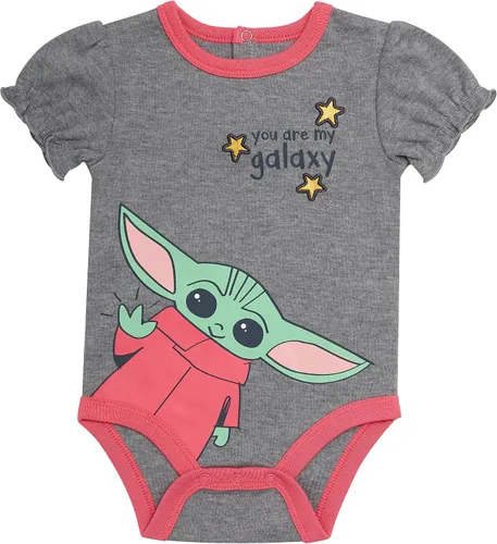 Vista 4 de STAR WARS Baby Yoda - Juego de canastilla de 4 piezas para niñas Adorable camiseta de manga corta, leggings con falda tutú, body de parche metálico