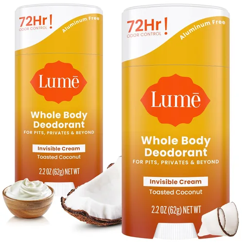 Vista 13 de Lume Desodorante para Todo el Cuerpo - Barra de Crema Invisible - Control de Olor por 72 Horas - Sin Aluminio, Sin Bicarbonato de Sodio, Seguro