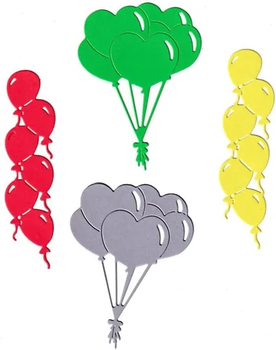 Vista 5 de 2 piezas de globos de metal, troquelados, para fiesta de cumpleaños, festival, troquel, manualidades, plantilla, plantillas para manualidades