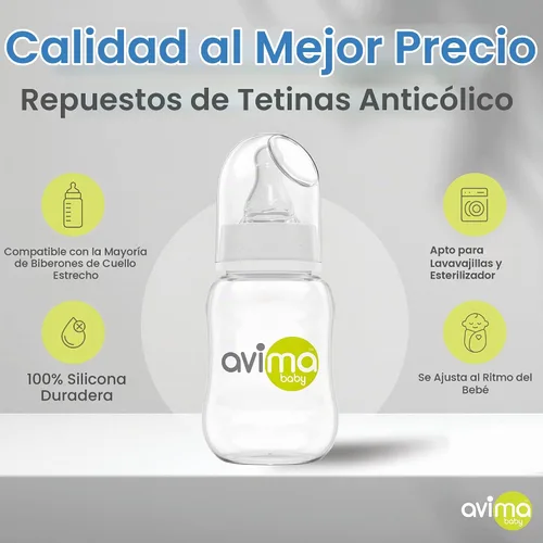 Vista 3 de Avima - Biberones anticólicos para bebé – 4 oz, tetinas de flujo lento – sin BPA, cuello estándar – Etapa 1 para 0–3 meses – Juego de 6