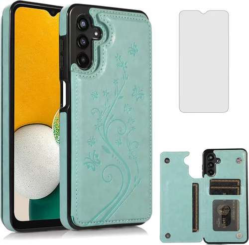 Vista 13 de Asuwish Funda de teléfono para Samsung Galaxy A13 5G/4G con protector de pantalla de vidrio templado, tarjetero con soporte para tarjeteros, soporte