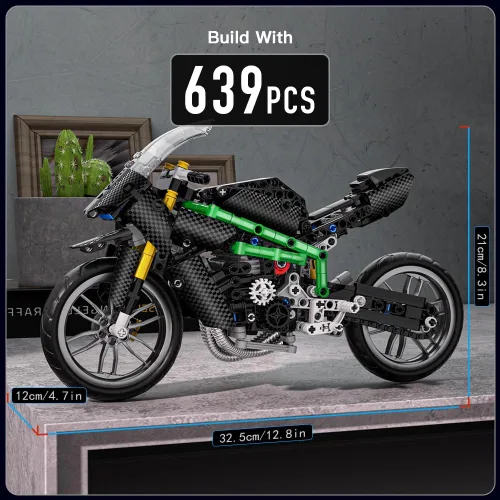 Vista 2 de Conjuntos de construcción de kits de modelo de motocicleta Mould King, kit de construcción de modelo de bicicleta 23002, juguetes de construcción