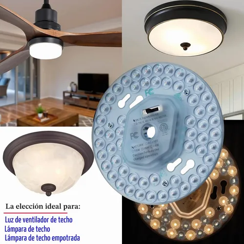 Vista 6 de Ventilador de techo LED regulable de 24 W, luz empotrada, kit de reacondicionamiento del motor, bombilla fluorescente circular de panel LED redondo
