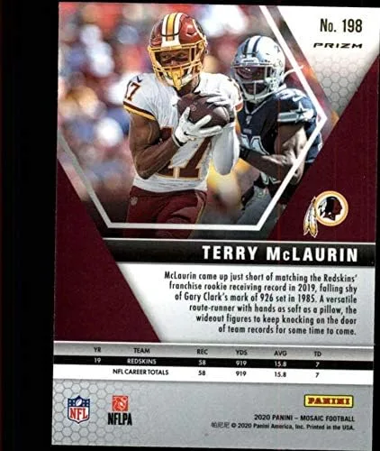 Vista 2 de 2020 Mosaic Football Prizm Camo Pink #198 Terry McLaurin Wash Football Team Official Panini NFL Trading Card