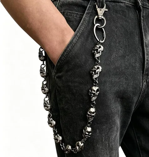 Vista 2 de PINKPIN Skull Wallet Chain Pants Chain, Gothic Punk Jeans Chain, Heavy Duty Biker Waist Chain, Unisex Edgy Streetwear Chain Bronce
