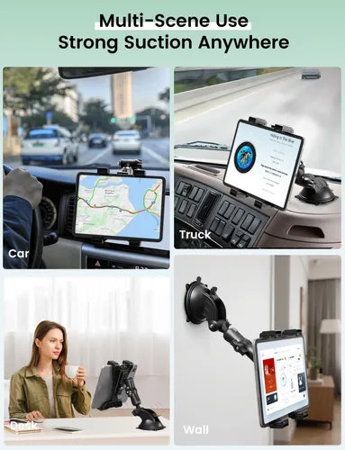 Vista 7 de OHLPRO Soporte para tablet para automóvil, soporte de iPad resistente para tablero y parabrisas, abrazadera de ventosa compatible con tabletas de 7