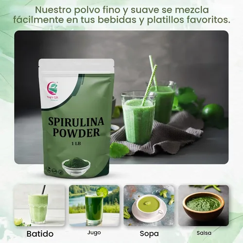 Vista 5 de Yogi's Gift® Spirulina en polvo 1 libra Perfecto para batidos