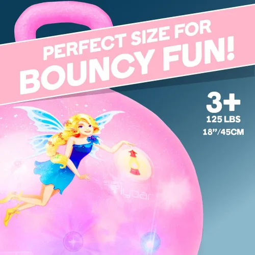 Vista 4 de Flybar - Bola saltarina para niños, pelota inflable con asa para jugar en interiores y exteriores, incluye bomba, juguete de pelota saltarina