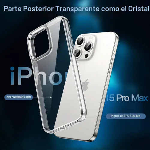 Vista 4 de JETech Funda 5 en 1 para iPhone 15 Pro Max, antiamarilleo, transparente