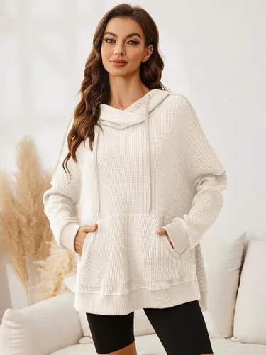 Vista 6 de Glamaker Sudaderas con capucha de manga larga para mujer, con cordón de moda, de gran tamaño, con bolsillos