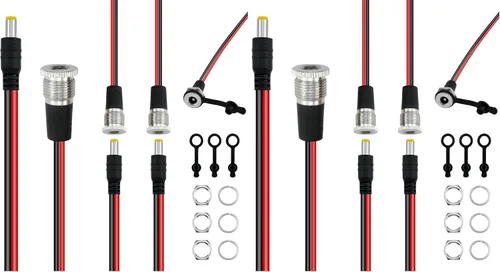 Vista 8 de SDTC Tech - Juego de 3 enchufes de alimentación CC de 0.2 x 0.1 in 10A DC Power Jack Socket Threaded Female Mount Connector Adapter & 12V Male DC