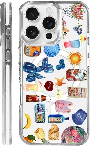 Vista 35 de Funda para iPhone 13 Pro, transparente con bonito patrón de tiburón azul, compatible con Magsafe funda protectora suave para mujeres y niñas (blanco)